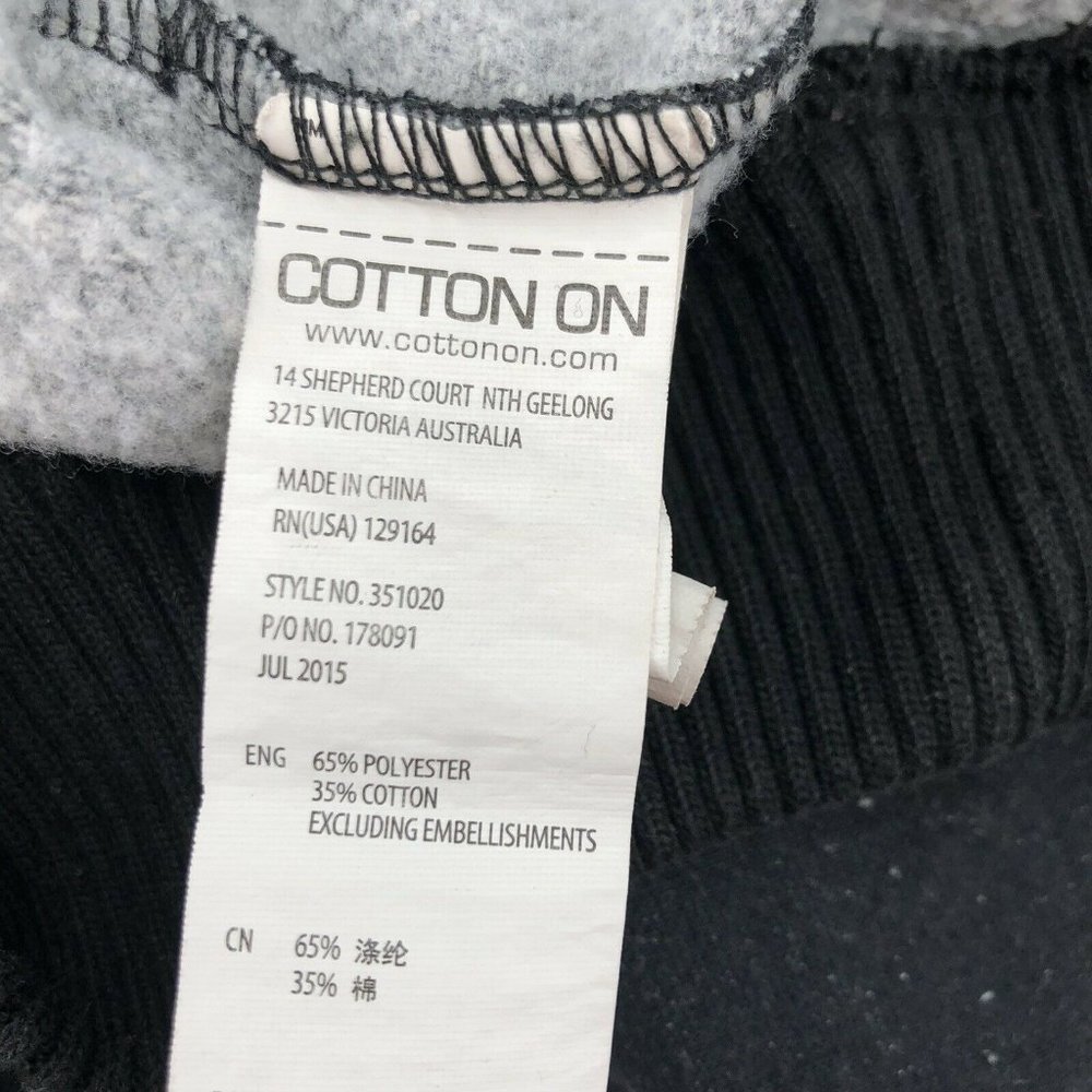 CottonOn Fleece Collection Womens Sweatshirt Black Large Gray Speckled Crew Neck - Picture 4 of 12
